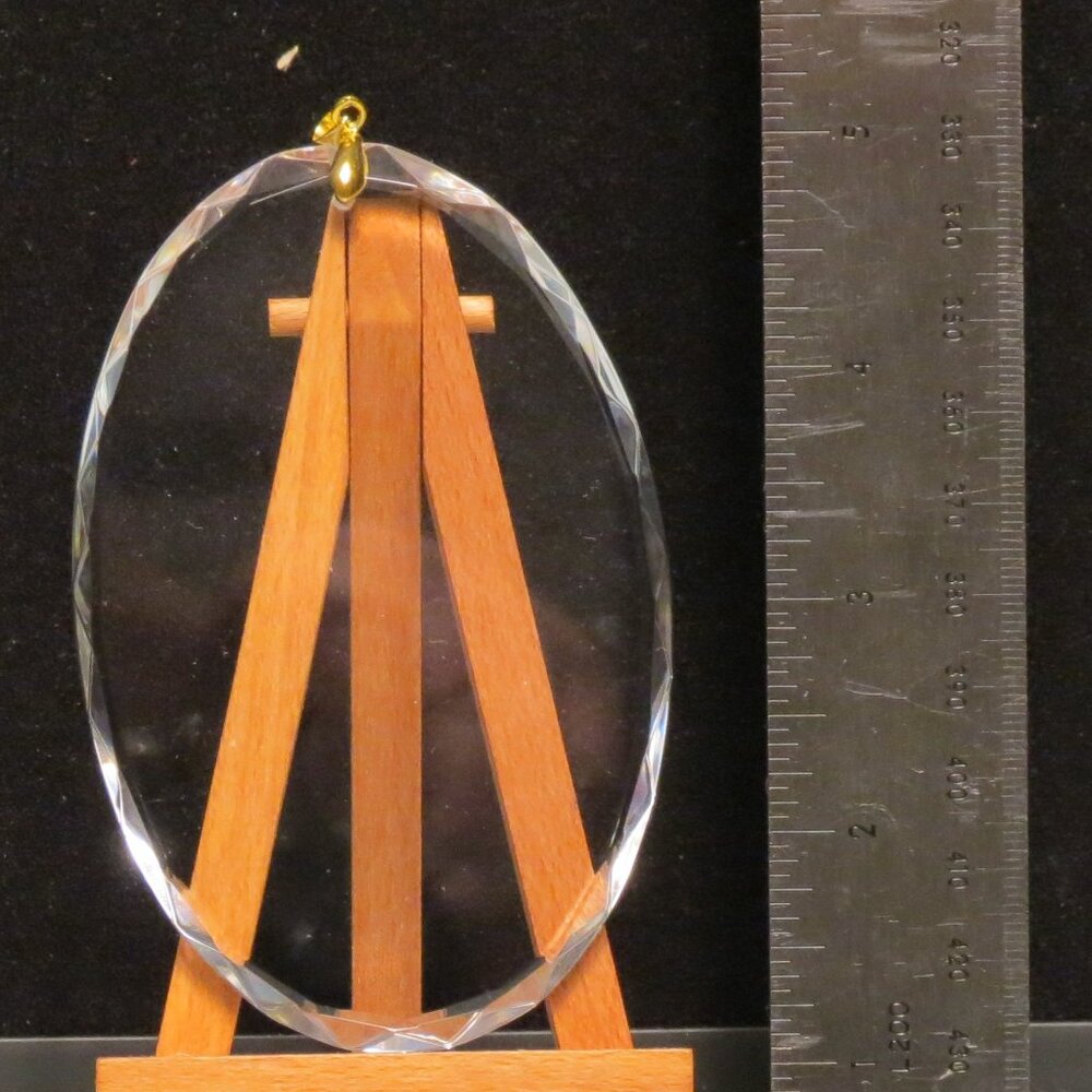 Engavable Large Oval Gem Cut Ornament/New/4"